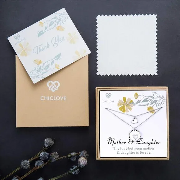 Mother Daughter Sterling Silver Heart Necklace Sets - Perfect Gift for Her